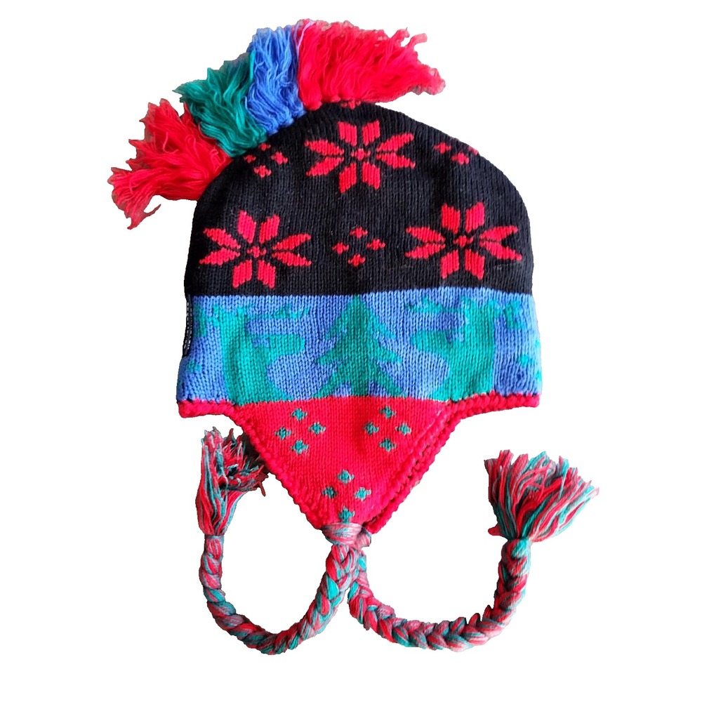 Vintage Obyermeyer Prancer Ski Hat Preschool Size S/ M Acrylic Knit Ear Flaps